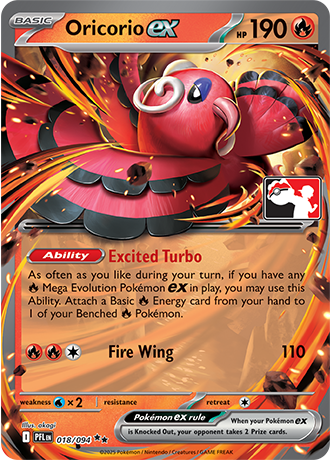 Oricorio ex (Basic Pokémon ex) (PPS9-PFL-018/094) (Double Rare) (Play! Pokémon Stamp)