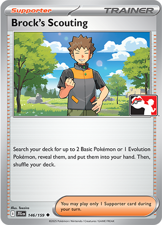 Brock’s Scouting (Supporter) (PPS9-JTG-146/159) (Uncommon) (Play! Pokémon Stamp)