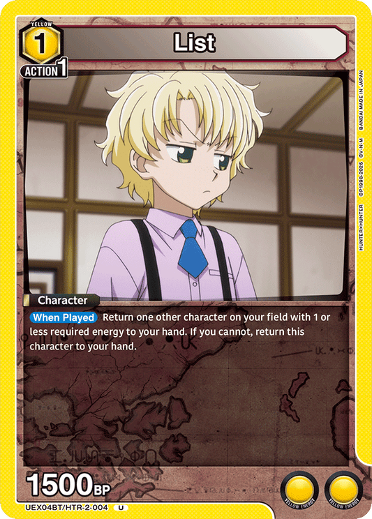 List (Event) (UEX04BT/HTR-2-004) (U)