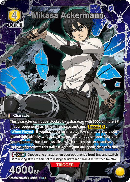 Mikasa Ackermann (Character) (UEX07BT/AOT-2-008) (SR*) (Alternate Art - Box Topper Silver Foil)