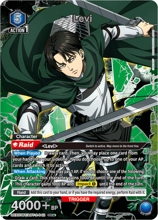 Levi (Character) (UEX07BT/AOT-2-042) (SR*) (Alternate Art - Box Topper Silver Foil)
