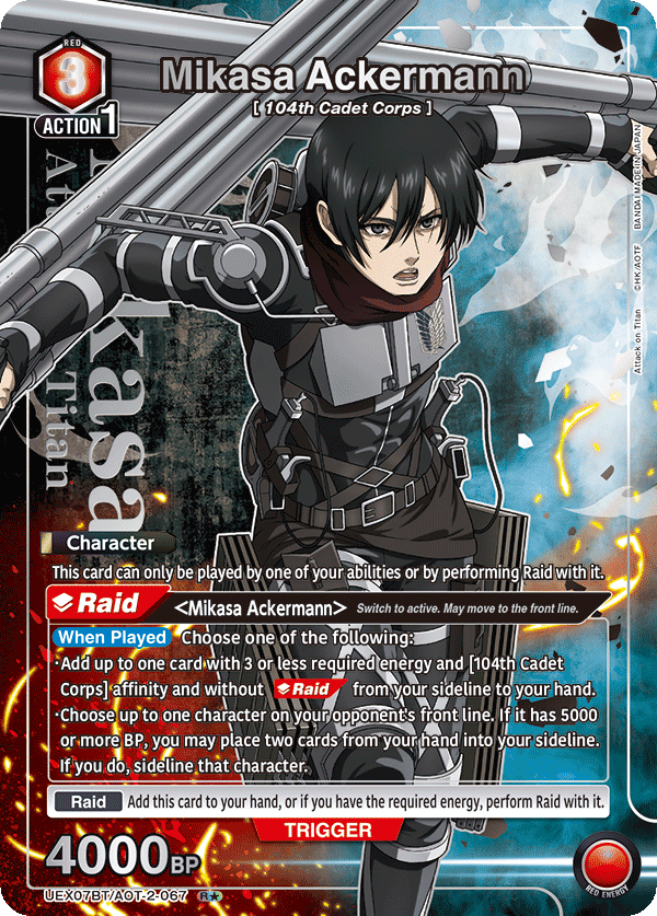 Mikasa Ackermann (Character) (UEX07BT/AOT-2-067) (R*) (Alternate Art)