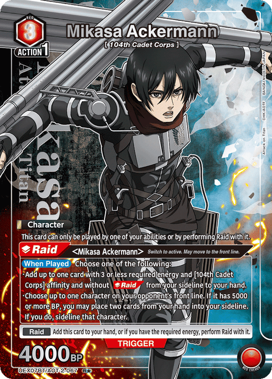 Mikasa Ackermann (Character) (UEX07BT/AOT-2-067) (R*) (Alternate Art)