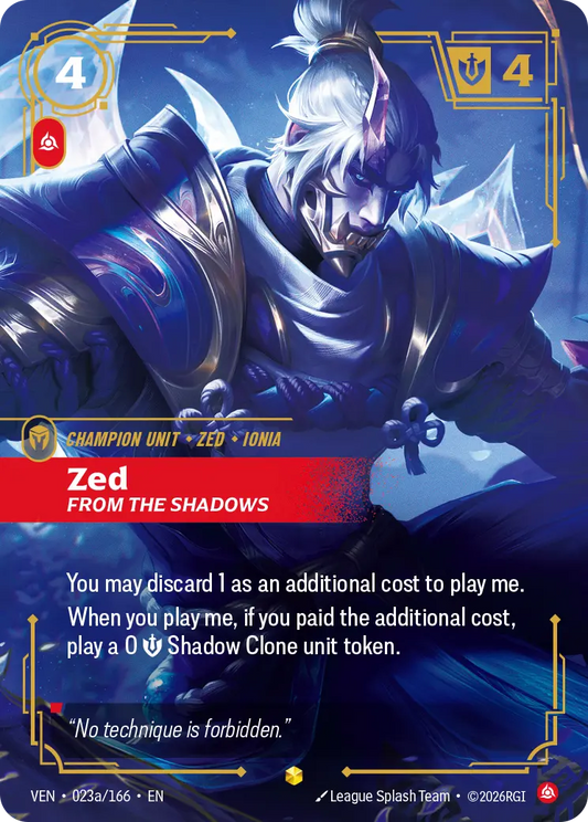 Zed, From the Shadows (Unit) (VEN-023a/166) (E) (Alternate Art)