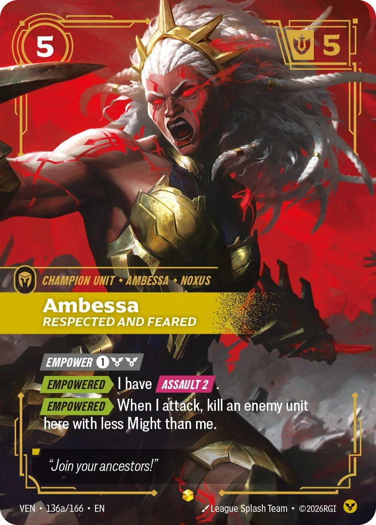 Ambessa, Respected and Feared (Unit) (VEN-136a/166) (E) (Alternate Art)