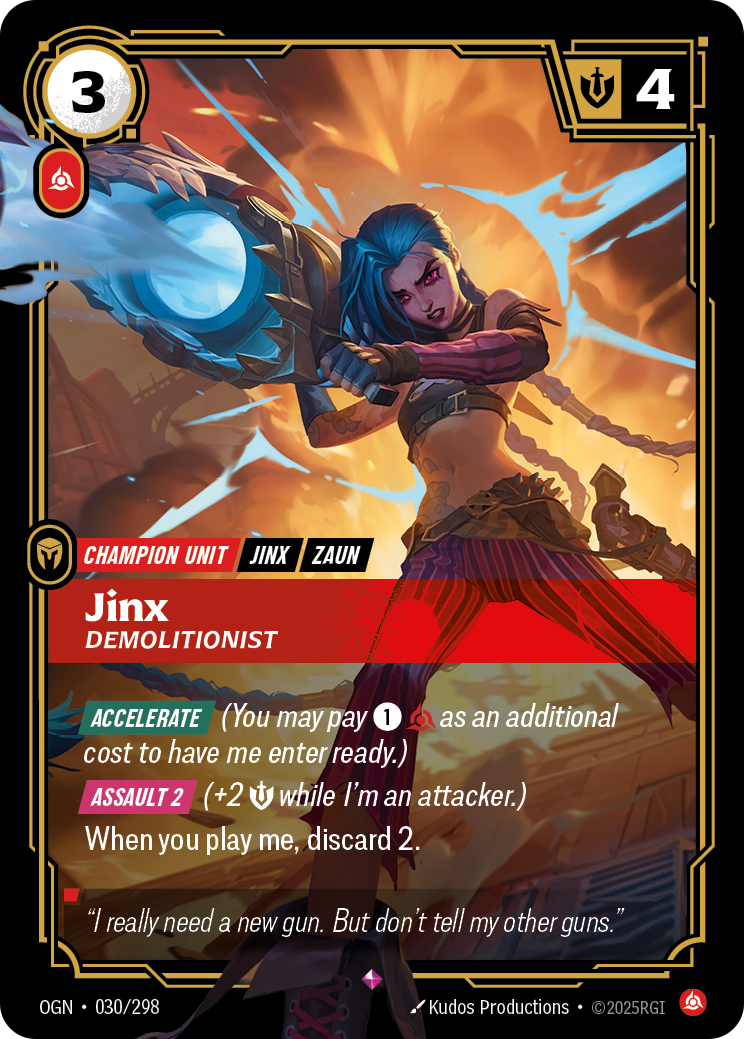 Jinx, Demolitionist (Champion Unit) (OGN-030/298) (Rare)