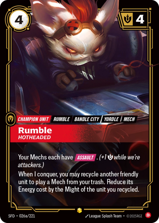 Rumble, Hotheaded (Champion Unit) (SFD-026a/221) (Showcase)