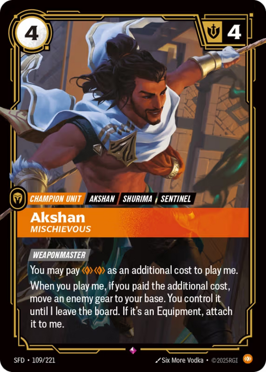 Akshan, Mischievous (Champion Unit) (SFD-109/221) (Rare)