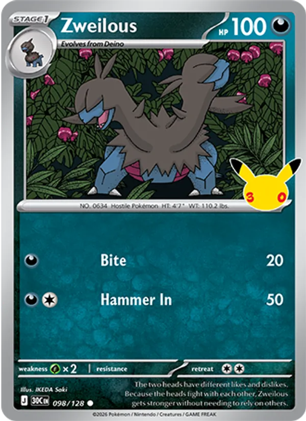 Zweilous (Stage 1 Pokémon) (30C-098/128) (Common)