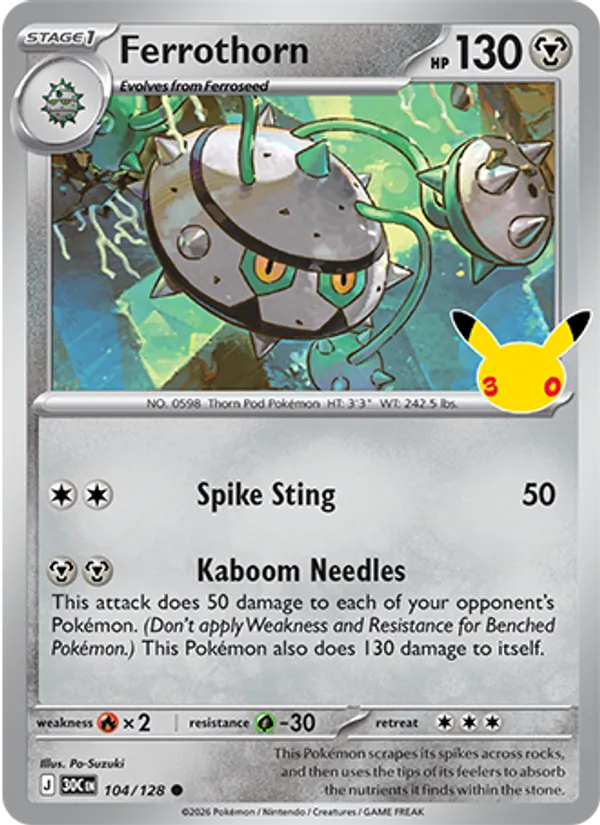 Ferrothorn (Stage 1 Pokémon) (30C-104/128) (Common)
