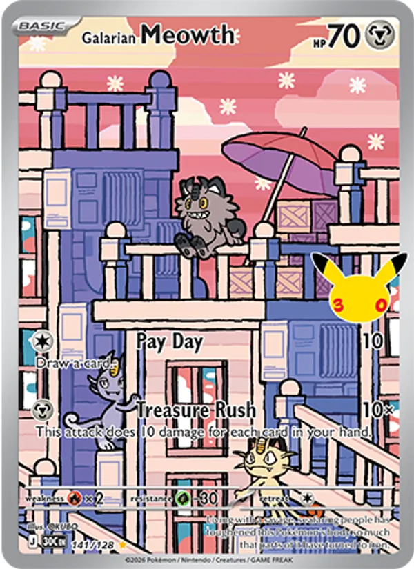 Galarian Meowth (Basic Pokémon) (30C-141/128) (Illustration Rare)