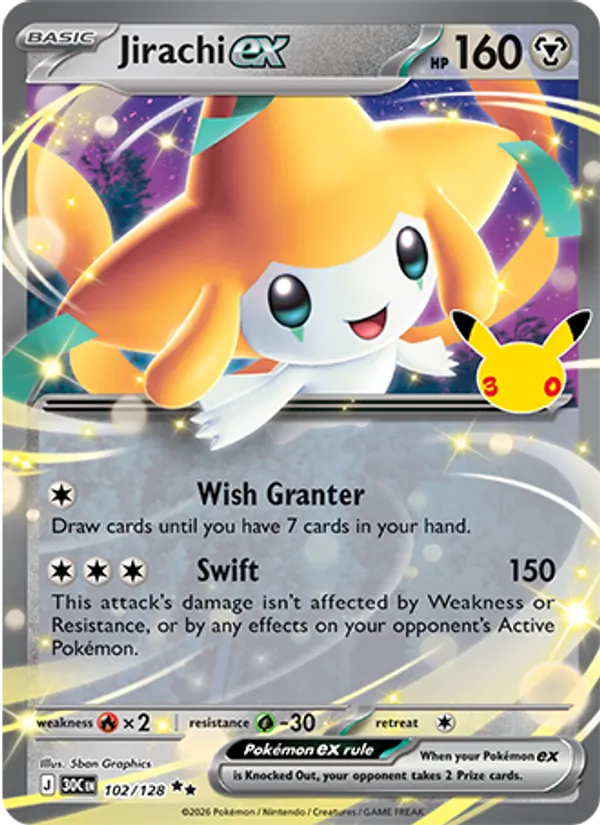 Jirachi ex (Basic Pokémon) (30C-102/128) (Double Rare)
