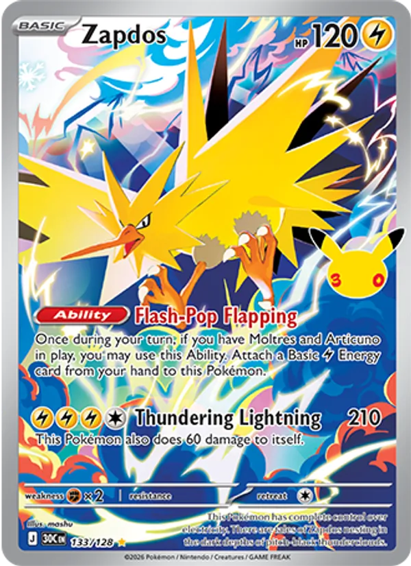 Zapdos (Basic Pokémon) (30C-133/128) (Illustration Rare)