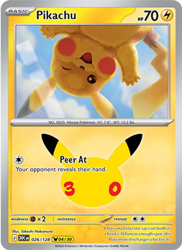 Pikachu (Basic Pokémon) (30C-026/128) (Pikachu Rare)
