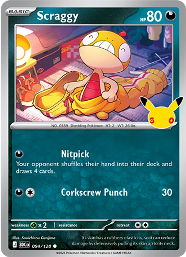 Scraggy (Basic Pokémon) (30C-094/128) (Common)