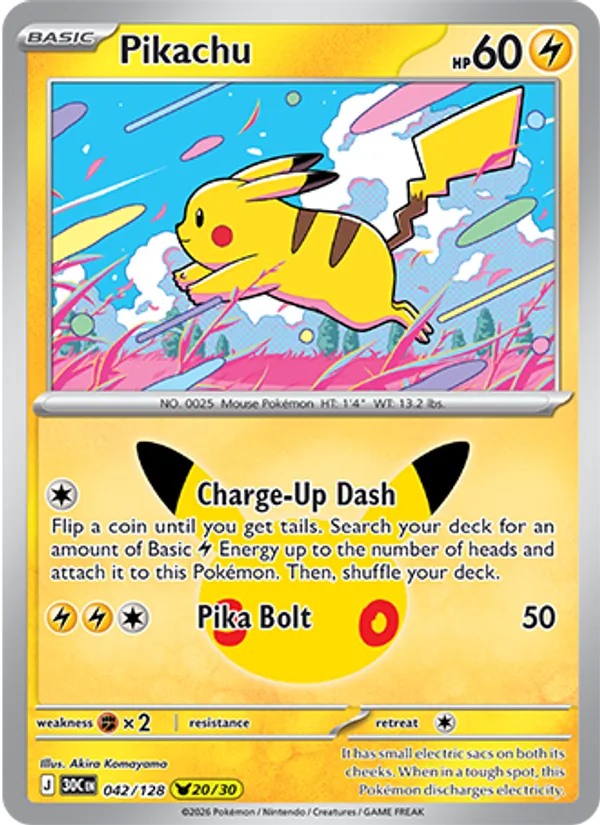 Pikachu (Basic Pokémon) (30C-042/128) (Pikachu Rare)