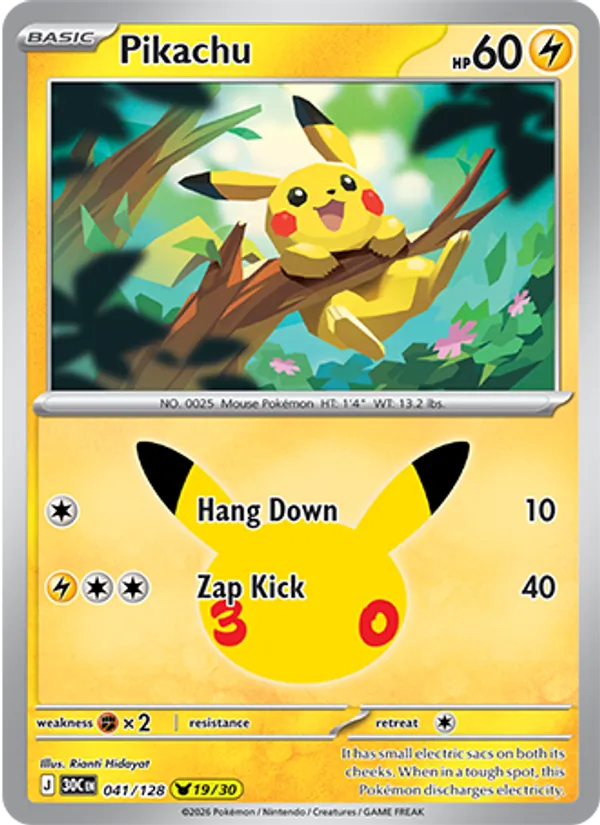 Pikachu (Basic Pokémon) (30C-041/128) (Pikachu Rare)