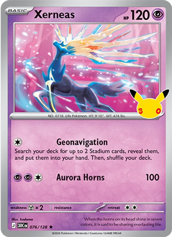 Xerneas (Basic Pokémon) (30C-076/128) (Rare)