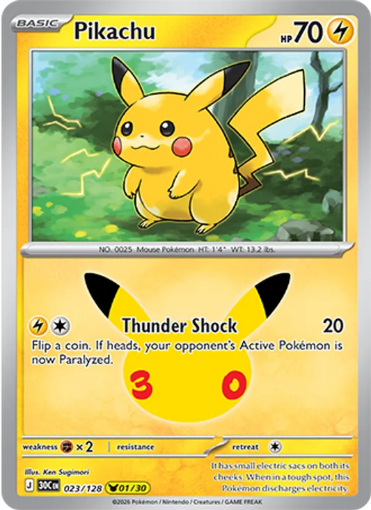 Pikachu (Basic Pokémon) (30C-023/128) (Pikachu Rare)