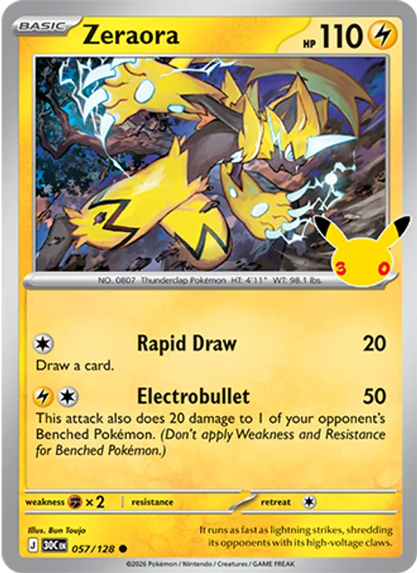 Zeraora (Basic Pokémon) (30C-057/128) (Common)