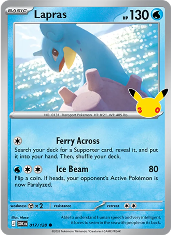 Lapras (Basic Pokémon) (30C-017/128) (Common)