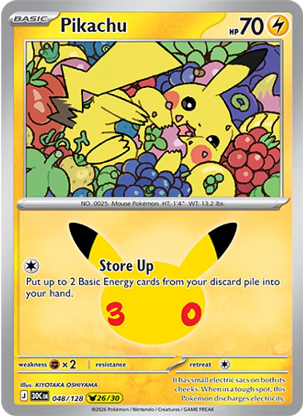 Pikachu (Basic Pokémon) (30C-048/128) (Pikachu Rare)
