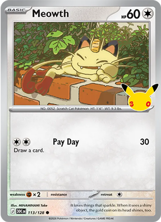 Meowth (Basic Pokémon) (30C-113/128) (Common)