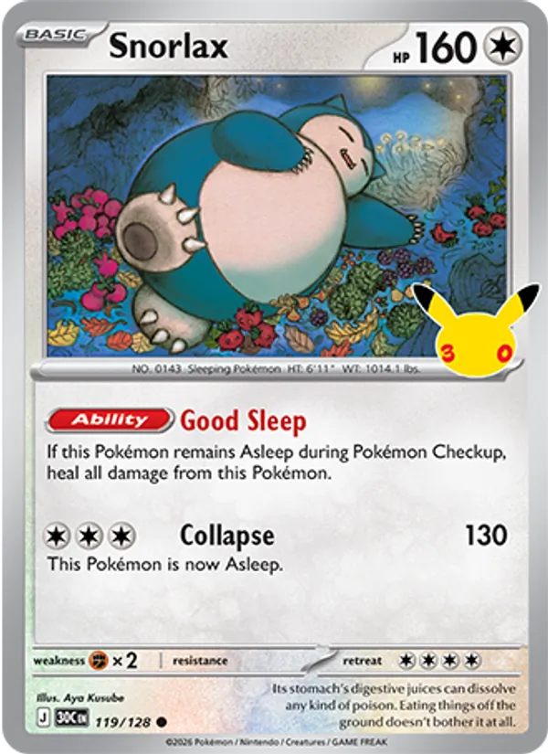 Snorlax (Basic Pokémon) (30C-119/128) (Common)