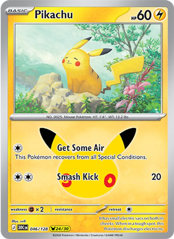 Pikachu (Basic Pokémon) (30C-046/128) (Pikachu Rare)