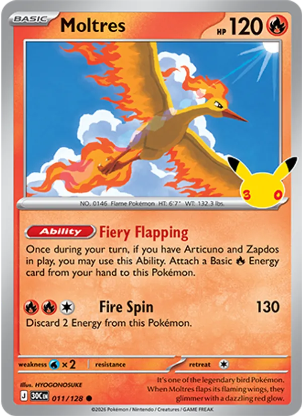Moltres (Basic Pokémon) (30C-011/128) (Common)