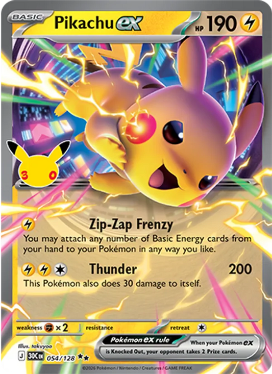 Pikachu ex (Basic Pokémon) (30C-054/128) (Double Rare)