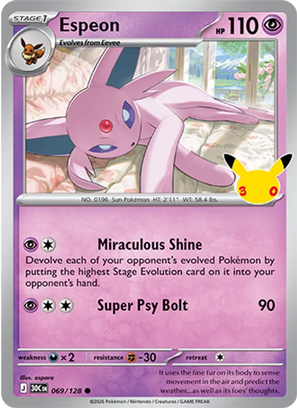 Espeon (Stage 1 Pokémon) (30C-069/128) (Common)