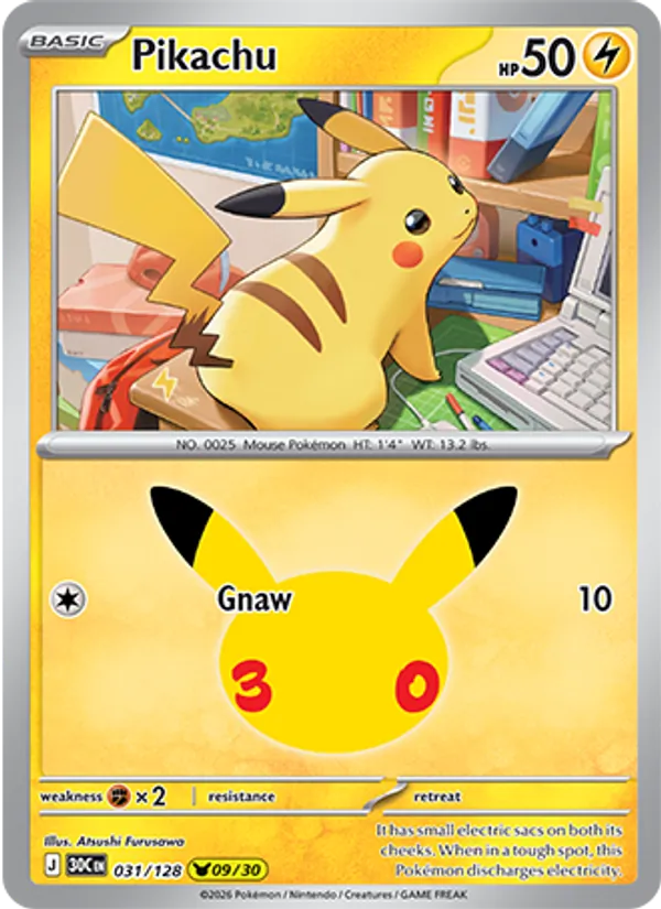 Pikachu (Basic Pokémon) (30C-031/128) (Pikachu Rare)