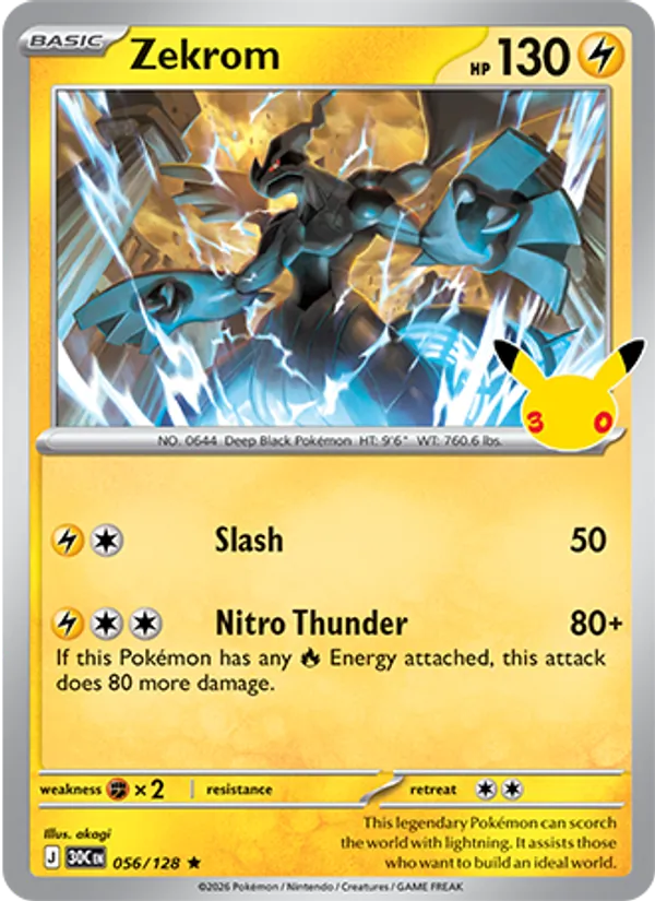 Zekrom (Basic Pokémon) (30C-056/128) (Rare)
