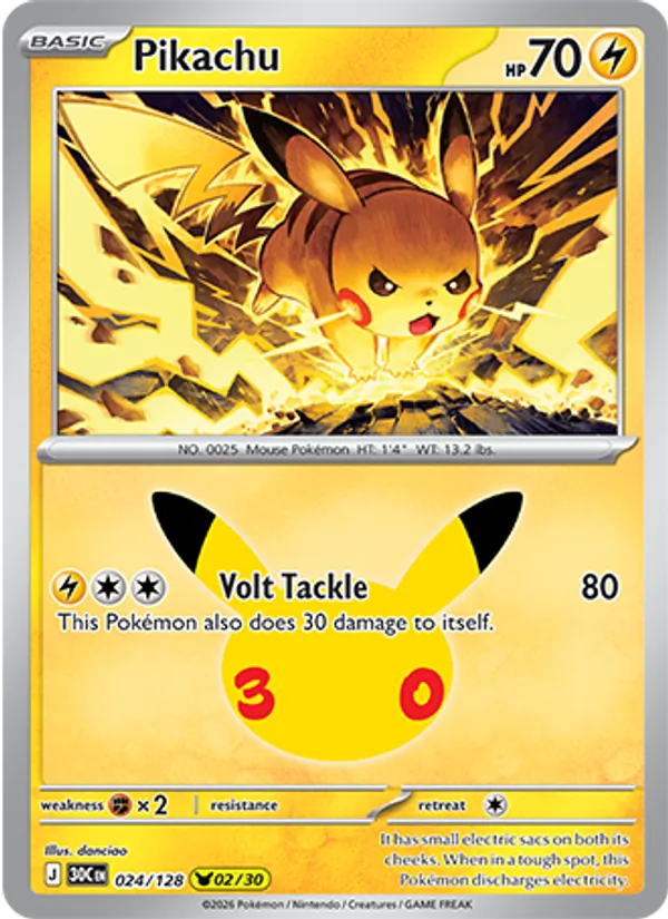Pikachu (Basic Pokémon) (30C-024/128) (Pikachu Rare)