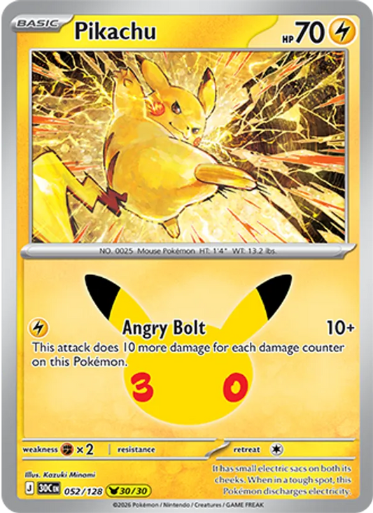 Pikachu (Basic Pokémon) (30C-052/128) (Pikachu Rare)