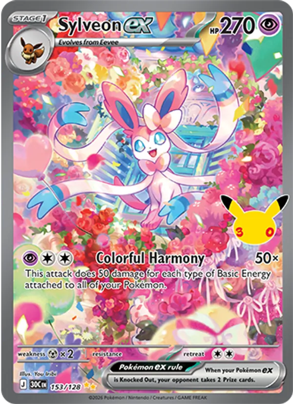 Sylveon ex (Stage 1 Pokémon) (30C-153/128) (Special Illustration Rare)