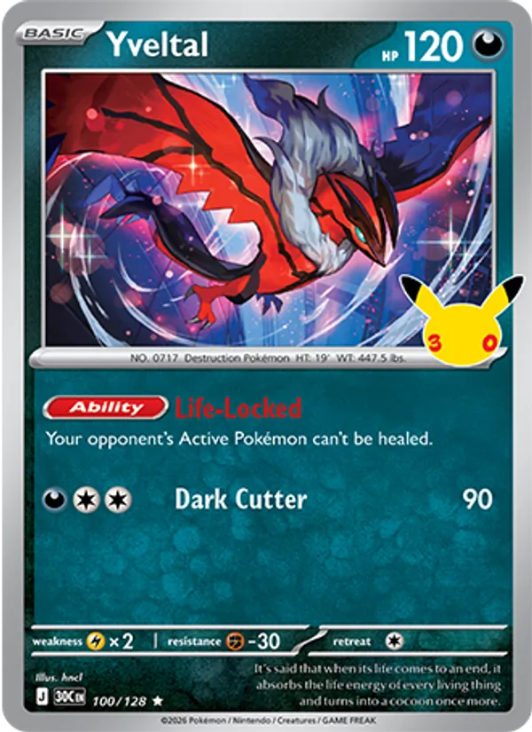 Yveltal (Basic Pokémon) (30C-100/128) (Rare)