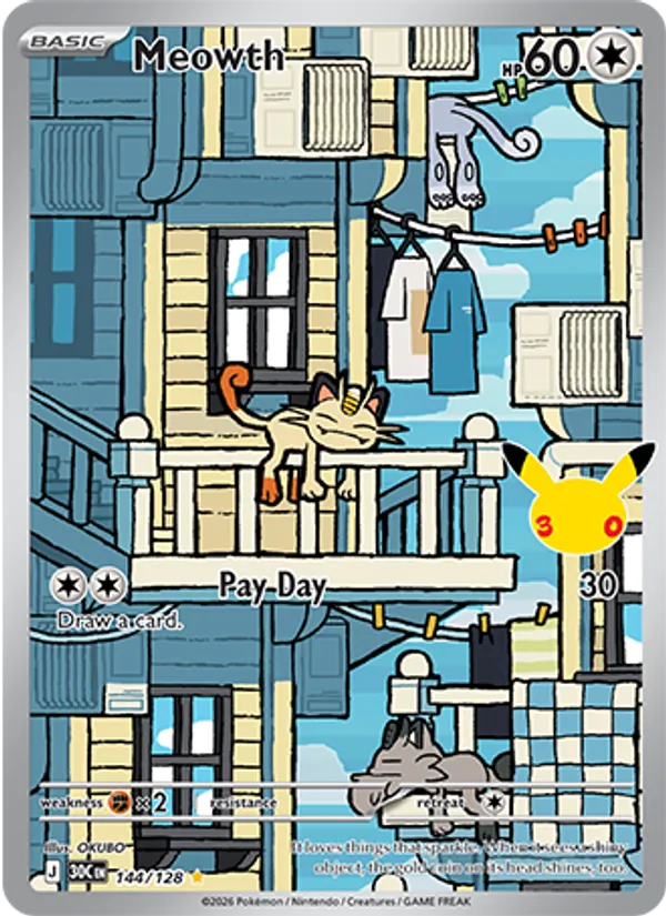 Meowth (Basic Pokémon) (30C-144/128) (Illustration Rare)