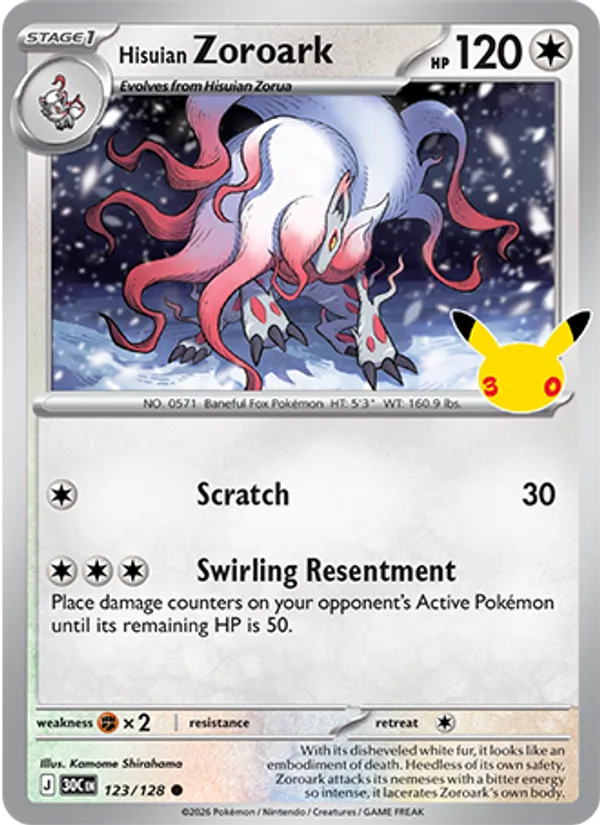 Hisuian Zoroark (Stage 1 Pokémon) (30C-123/128) (Common)
