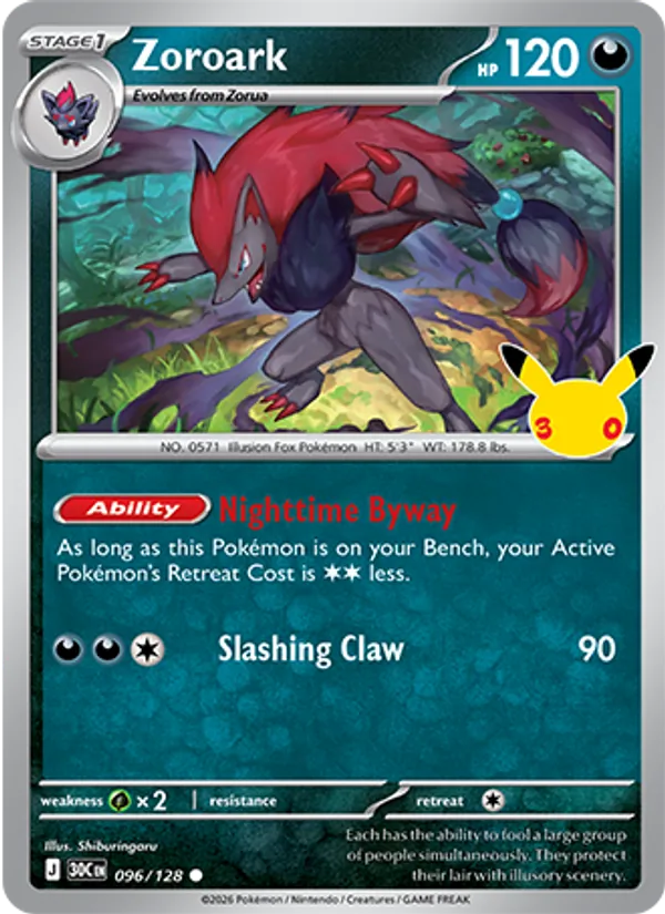 Zoroark (Stage 1 Pokémon) (30C-096/128) (Common)