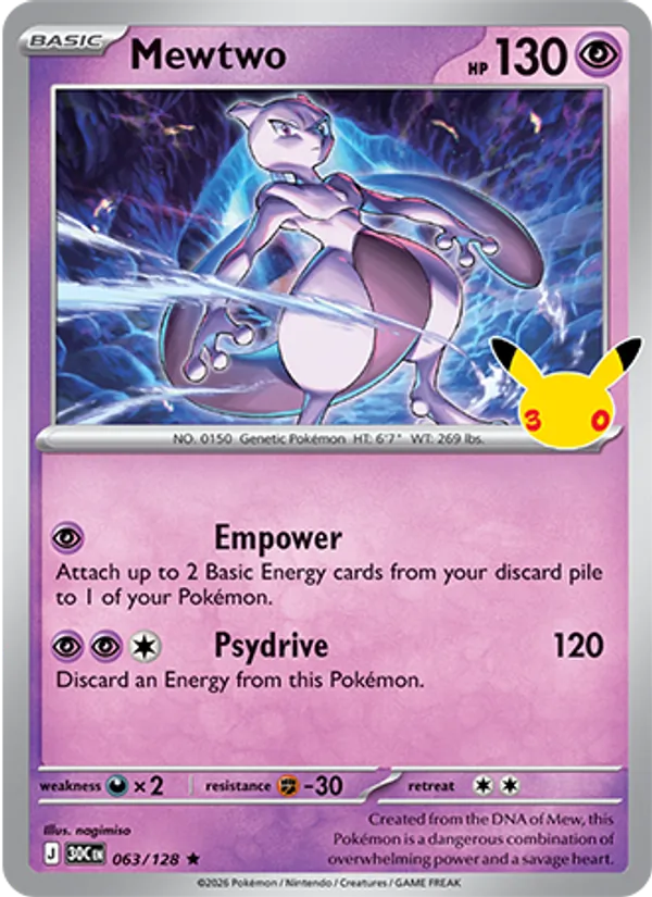 Mewtwo (Basic Pokémon) (30C-063/128) (Rare)