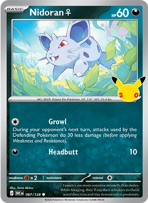 Nidoran ♀ (Basic Pokémon) (30C-087/128) (Common)