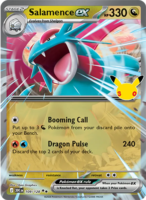 Salamence ex (Stage 2 Pokémon) (30C-109/128) (Double Rare)