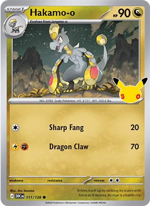 Hakamo-o (Stage 1 Pokémon) (30C-111/128) (Common)