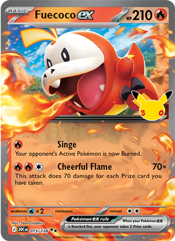 Fuecoco ex (Basic Pokémon) (30C-015/128) (Double Rare)