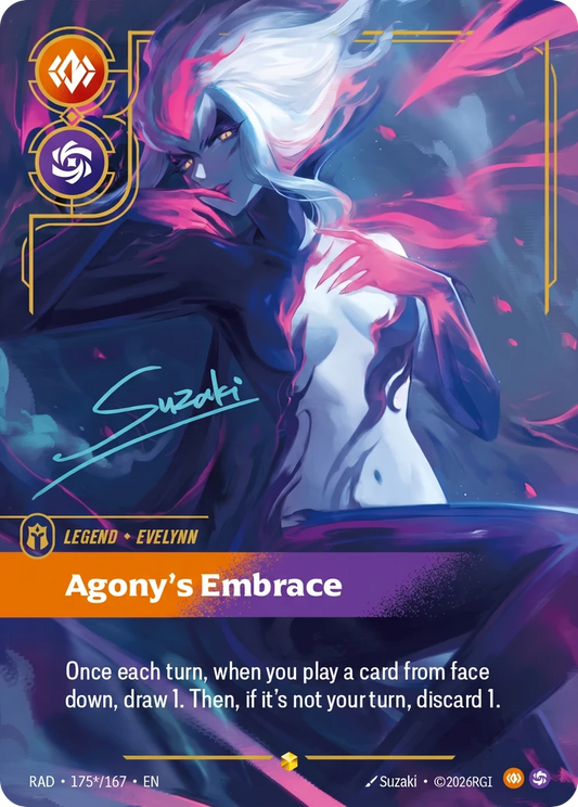 Agony's Embrace (Legend) (RAD-175*/167) (Showcase) (Alternate Art - Signature)