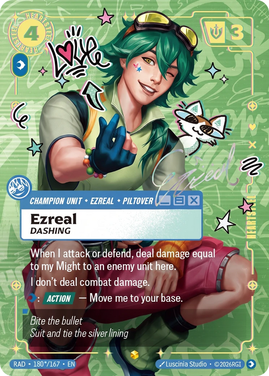 Ezreal, Dashing (Unit) (RAD-180*/167) (Showcase) (Alternate Art - Signature)