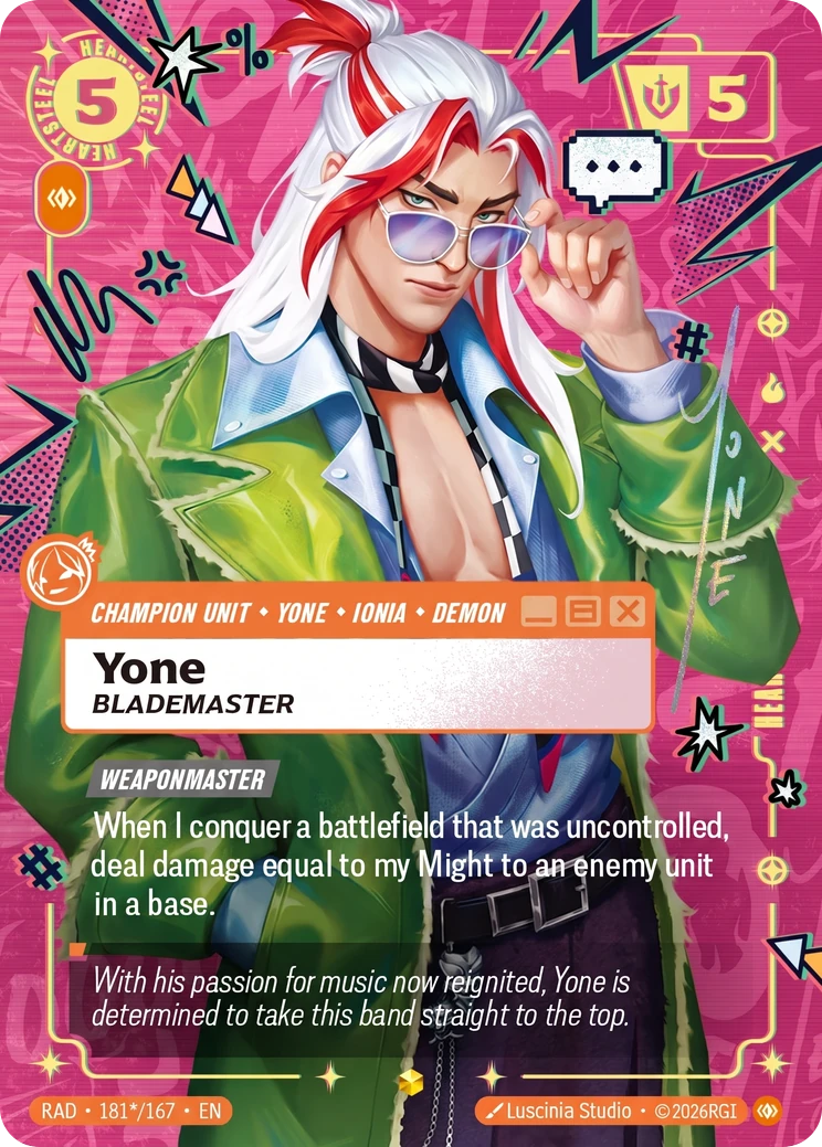 Yone, Blademaster (Unit) (RAD-181*/167) (Showcase) (Alternate Art - Signature)