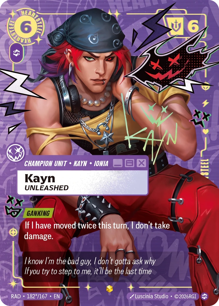 Kayn, Unleashed (Unit) (RAD-182*/167) (Showcase) (Alternate Art - Signature)